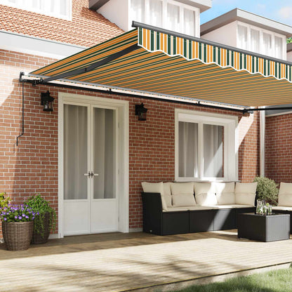 vidaXL Retractable Awning Green and yellow 500 x 300 cm