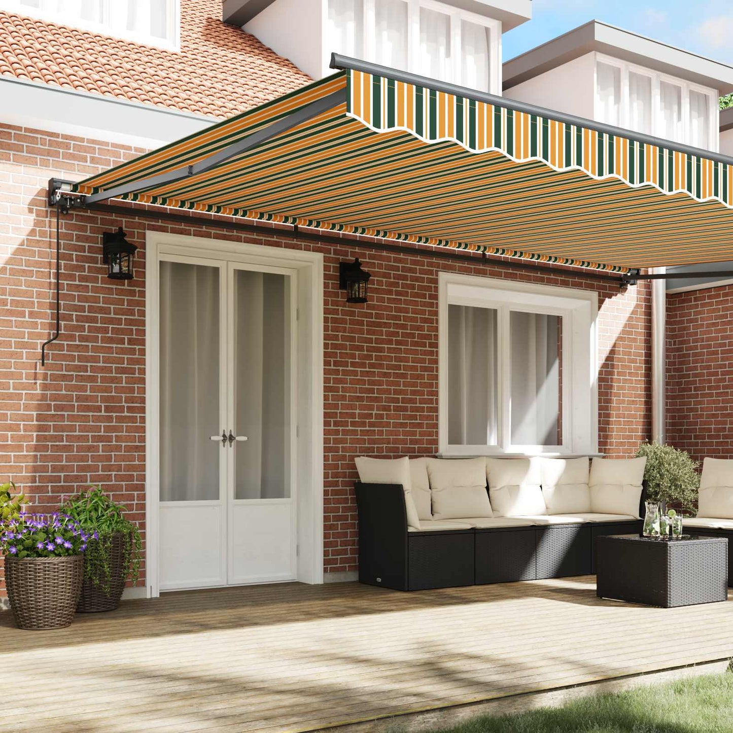 vidaXL Awning Frame Green and Yellow 500 x 300 cm
