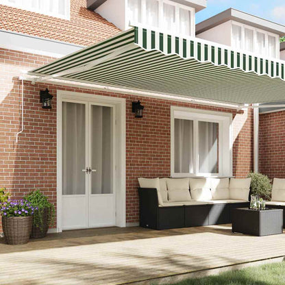 vidaXL Retractable Awning Green and White 500 x 300 cm