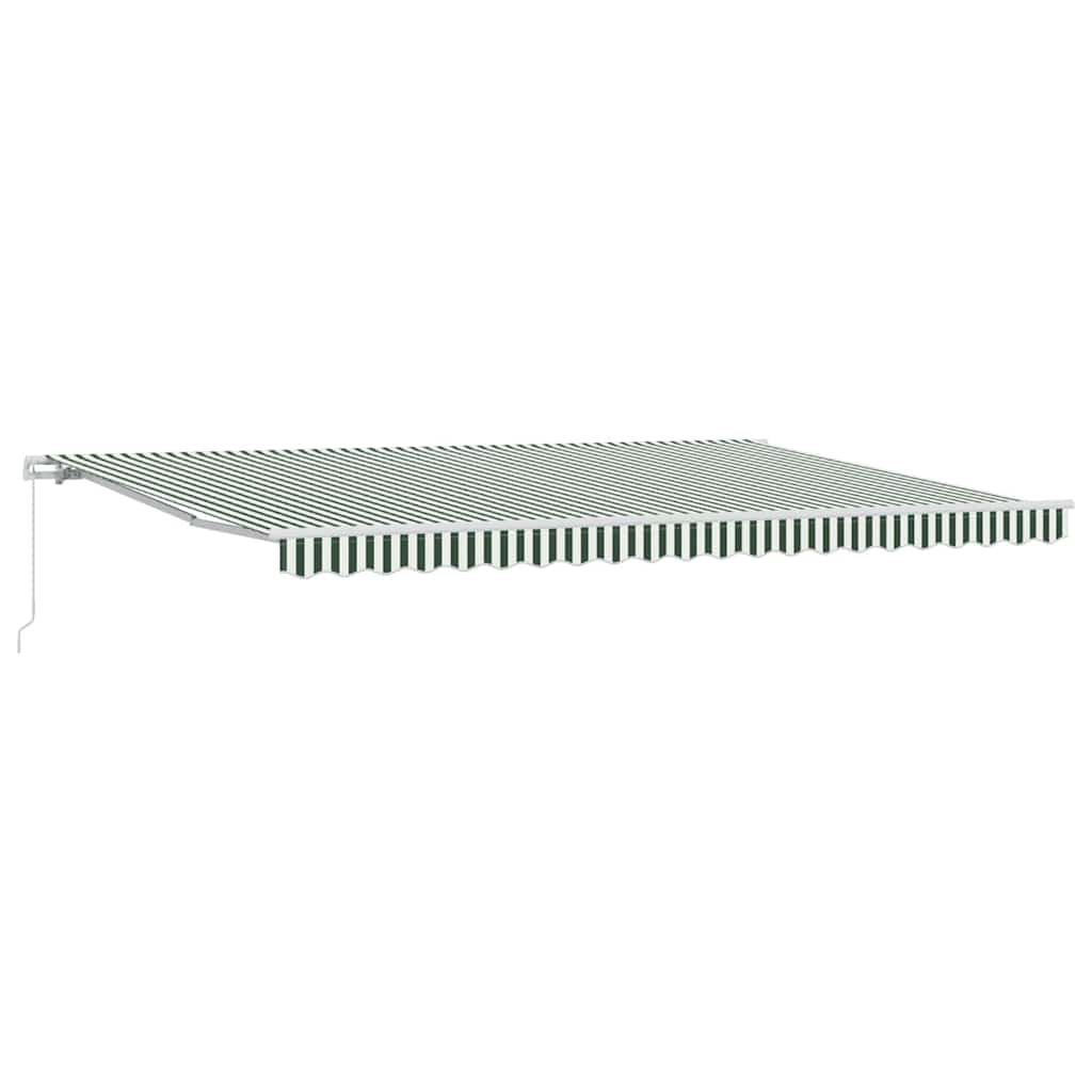 vidaXL Retractable Awning Green and White 500 x 300 cm