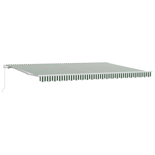 vidaXL Retractable Awning Green and White 500 x 300 cm