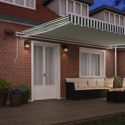 vidaXL Retractable Awning Green and White 500 x 300 cm