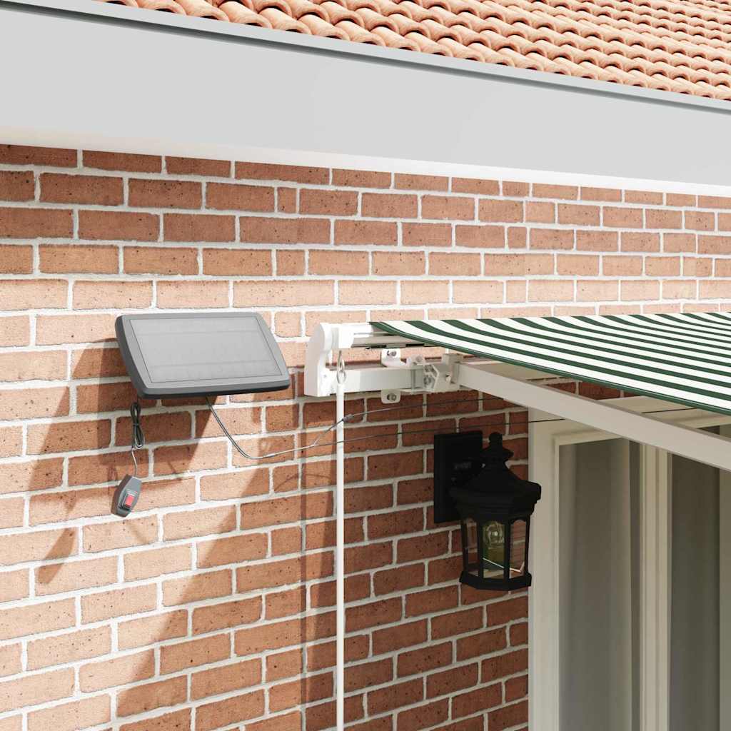 vidaXL Retractable Awning Green and White 500 x 300 cm