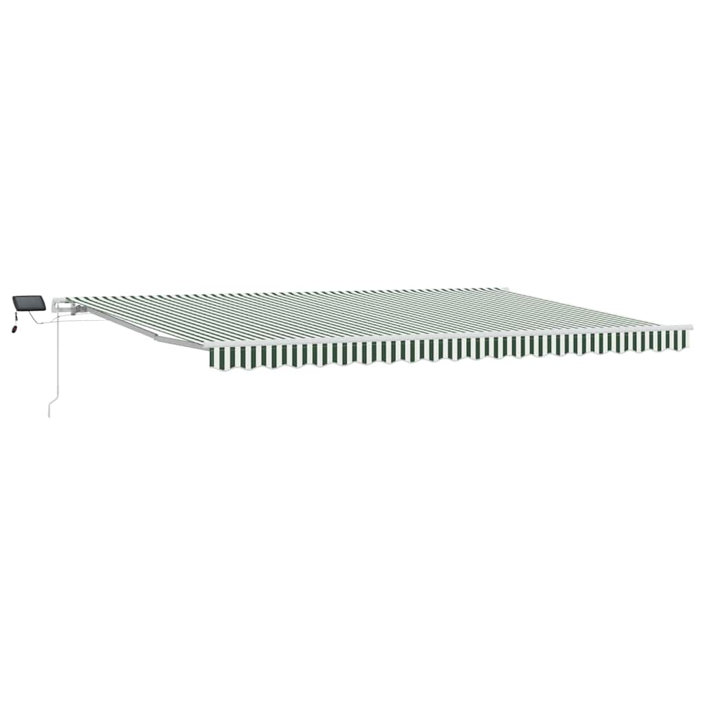 vidaXL Retractable Awning Green and White 500 x 300 cm