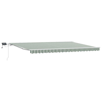 vidaXL Retractable Awning Green and White 500 x 300 cm