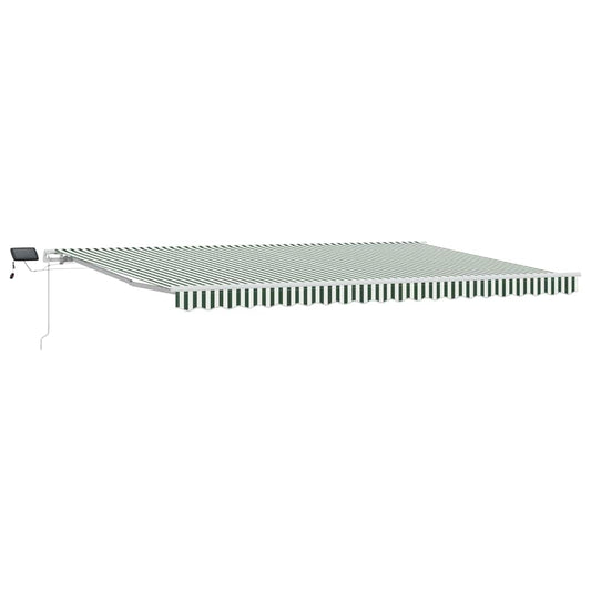 vidaXL Retractable Awning Green and White 500 x 300 cm