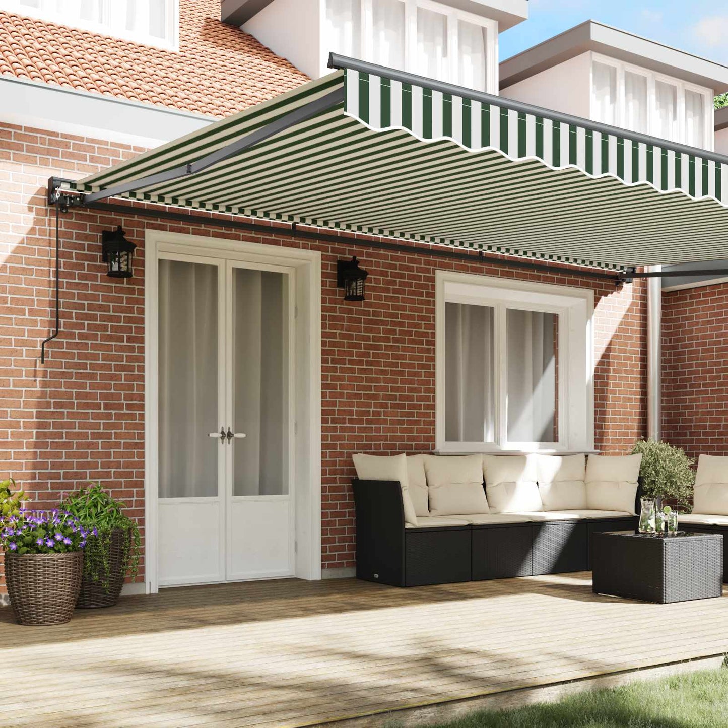 vidaXL Awning Frame Green and White 500 x 300 cm