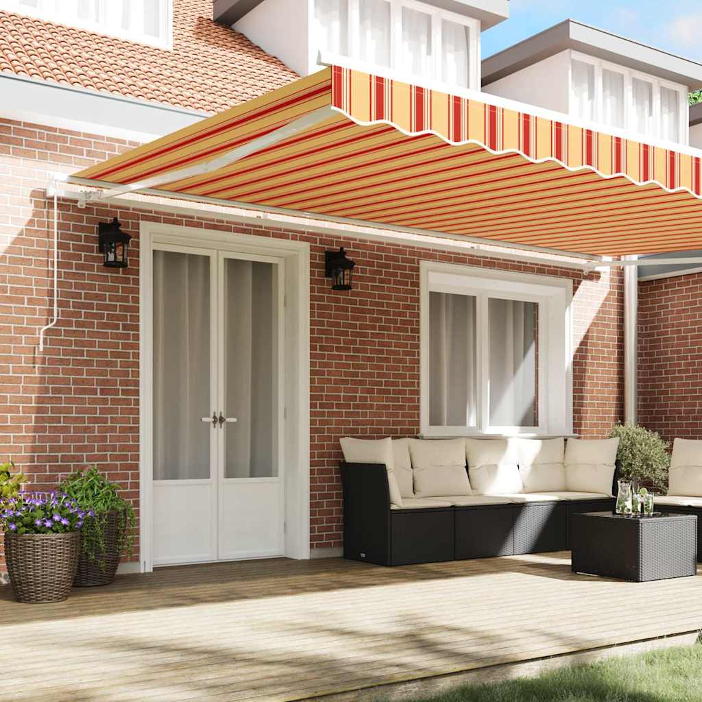 vidaXL Retractable Awning Retractable Yellow and Orange 500 x 350 cm