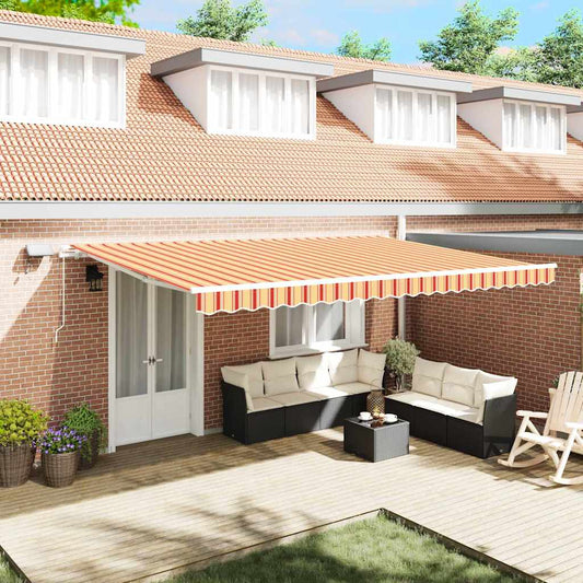 vidaXL Retractable Awning Yellow and Orange 500 x 350 cm