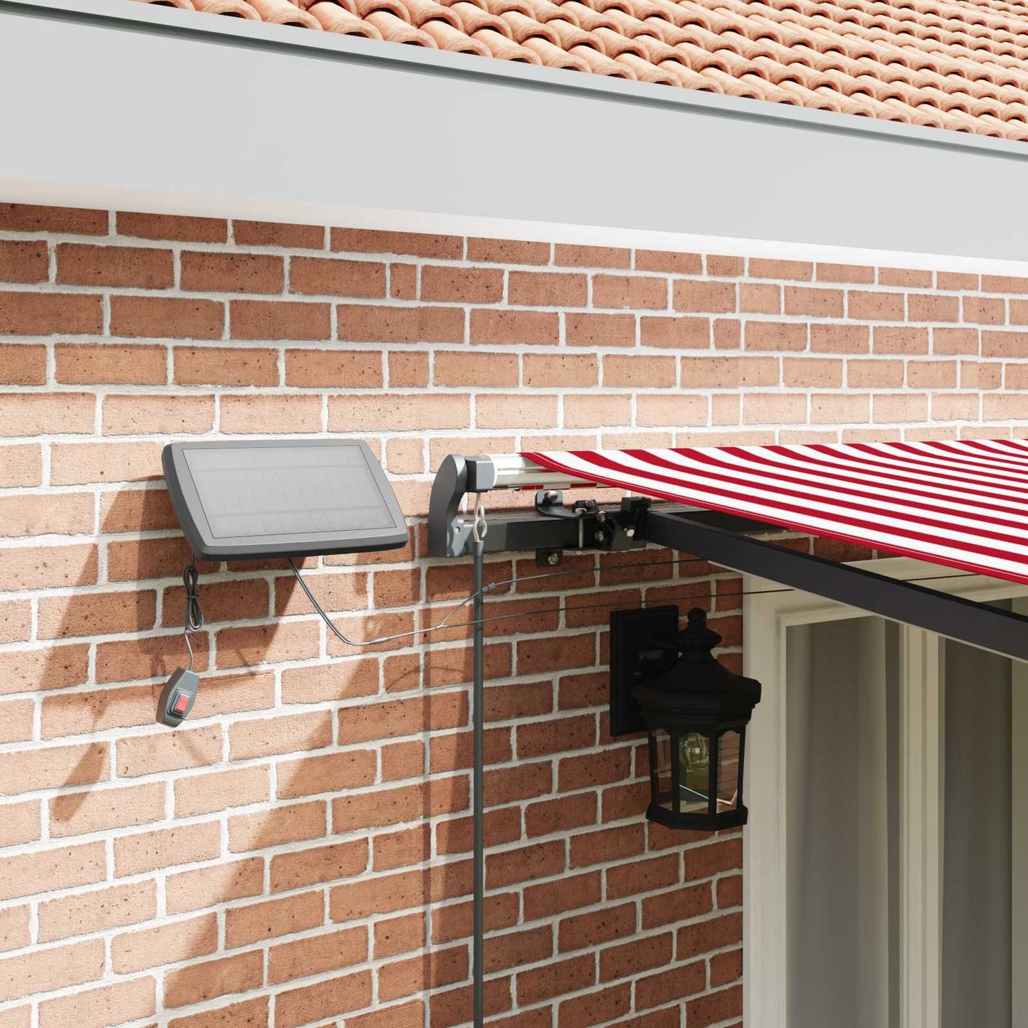 vidaXL Retractable Awning Red and White 500 x 350 cm