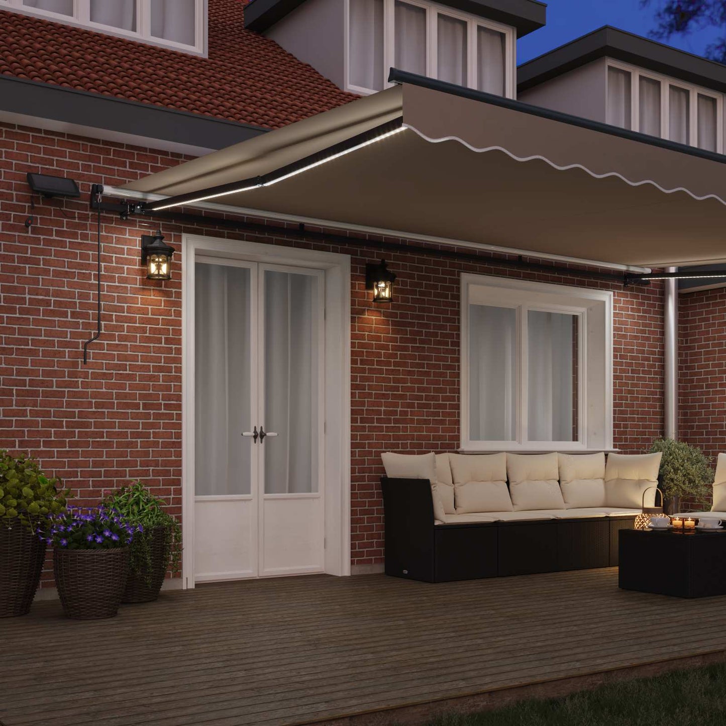vidaXL Retractable Awning Beige 500 x 350 cm Fabric and Aluminium