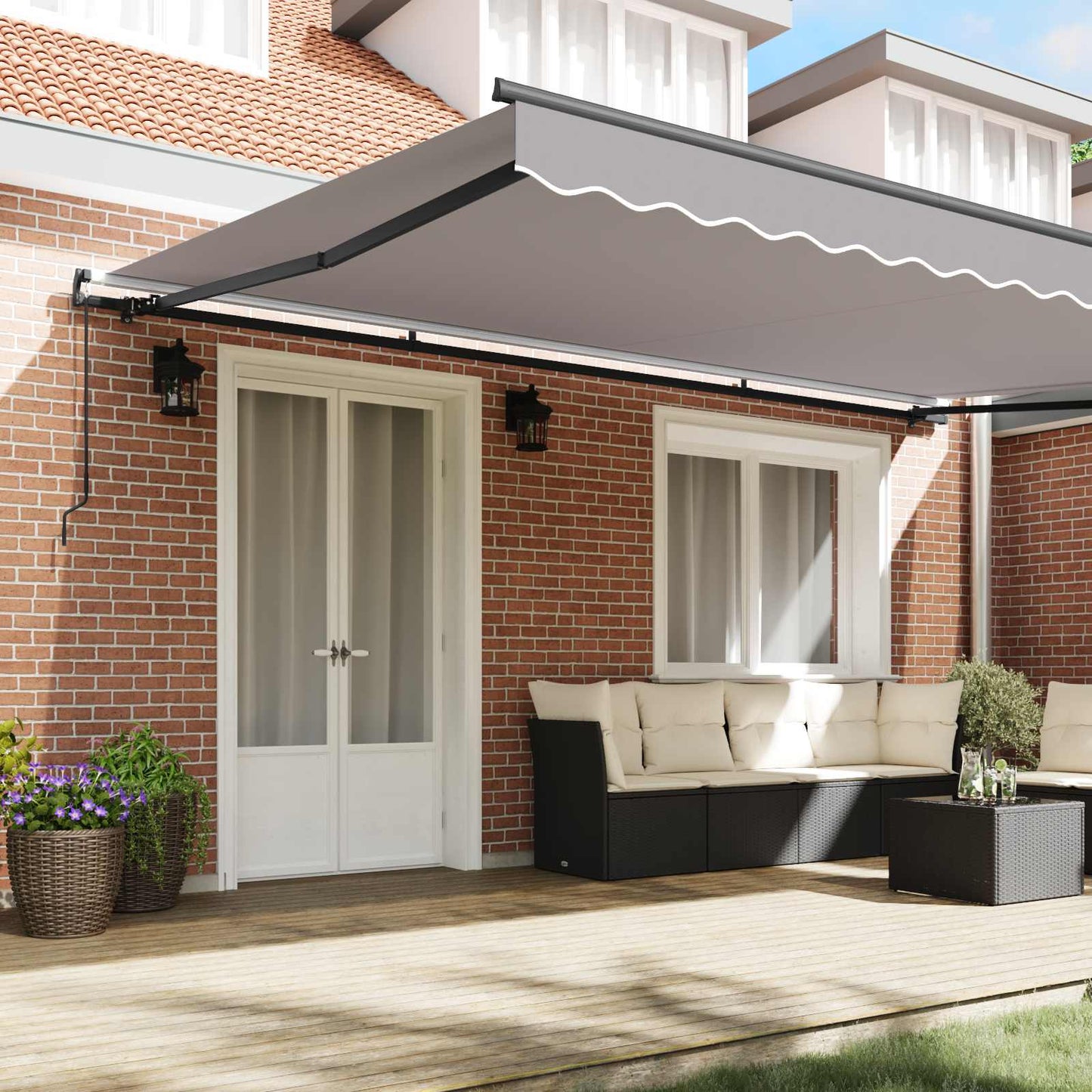 vidaXL Retractable Awning Light Grey 500 x 350 cm