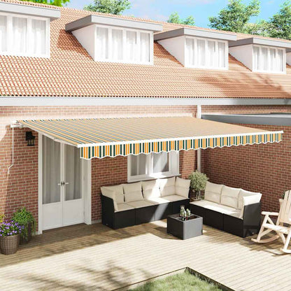 vidaXL Retractable Awning Manual Multicolour 500 x 350 cm