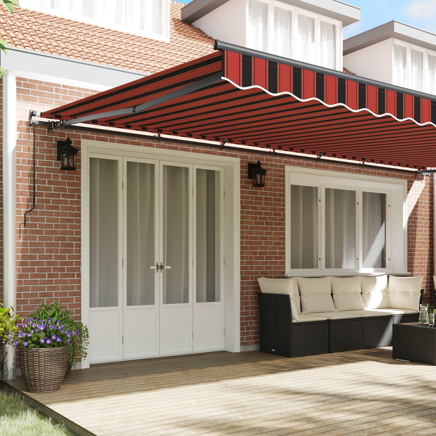 vidaXL Retractable Awning Orange and brown 600 x 300 cm