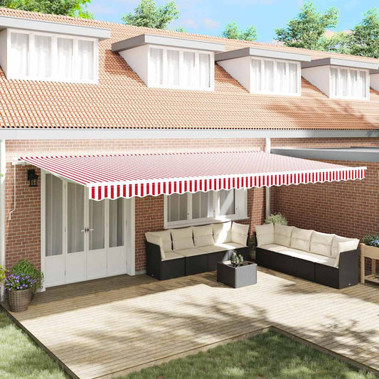 vidaXL Retractable Awning Red and White 600 x 300 cm