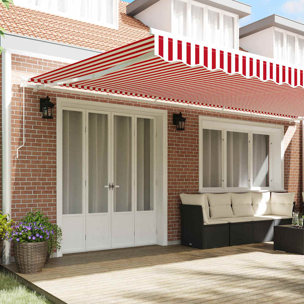 vidaXL Retractable Awning Red and White 600 x 300 cm
