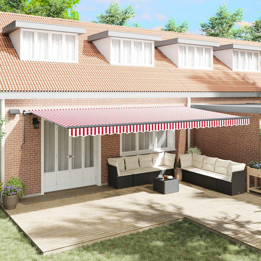 vidaXL Retractable Awning Red and White 600 x 300 cm