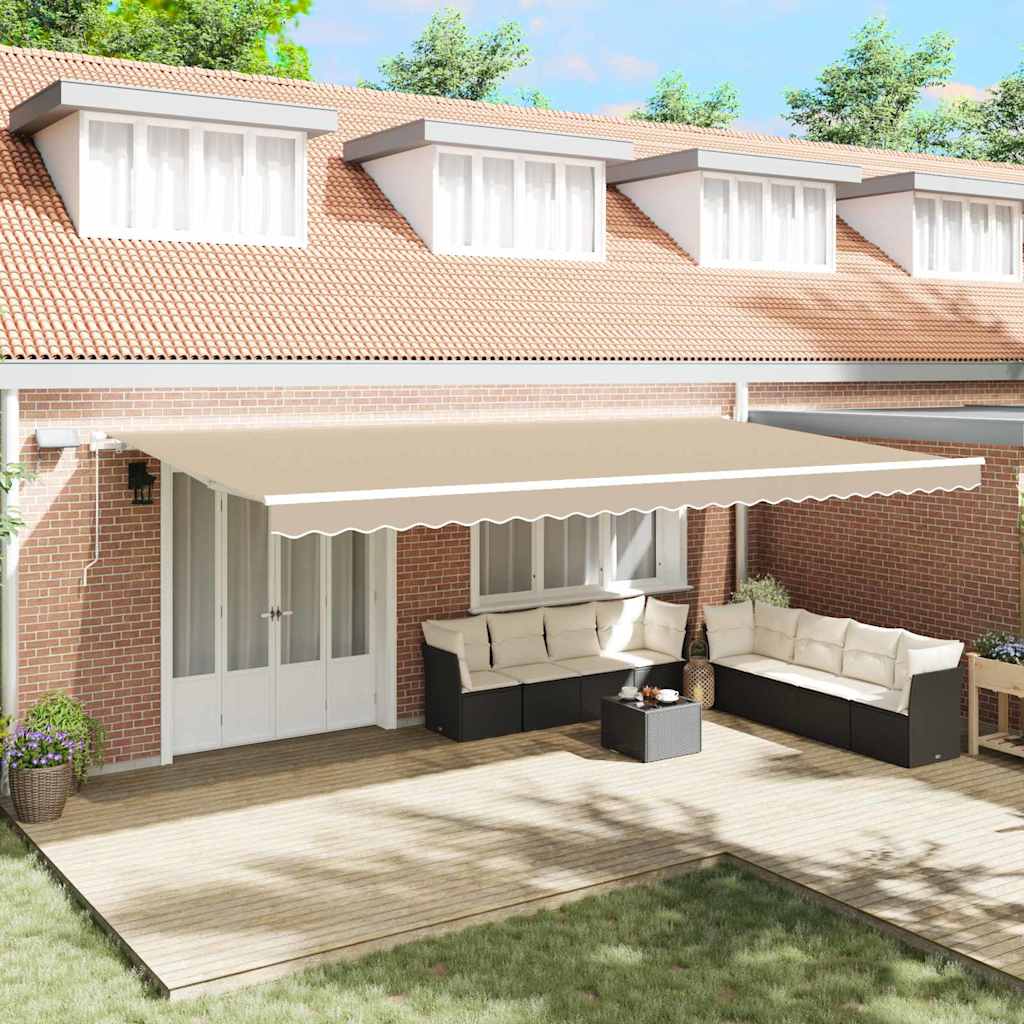 vidaXL Retractable Awning Beige 600 x 300 cm Fabric and Steel