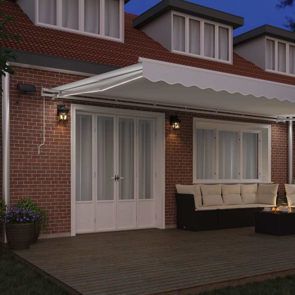 vidaXL Retractable Awning with Manual White 600 x 300 cm Fabric