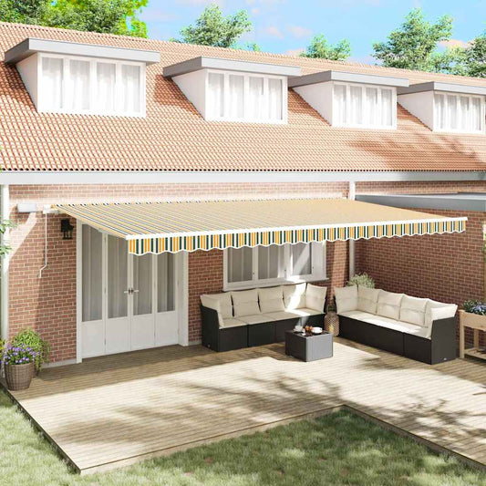 vidaXL Retractable Awning Green and yellow 600 x 300 cm