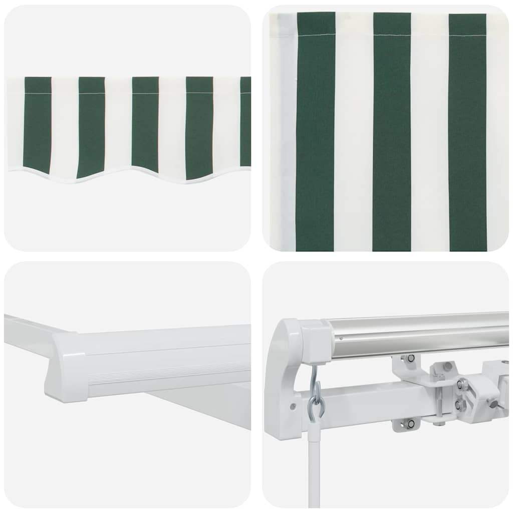 vidaXL Retractable Awning Green and White 600 x 300 cm