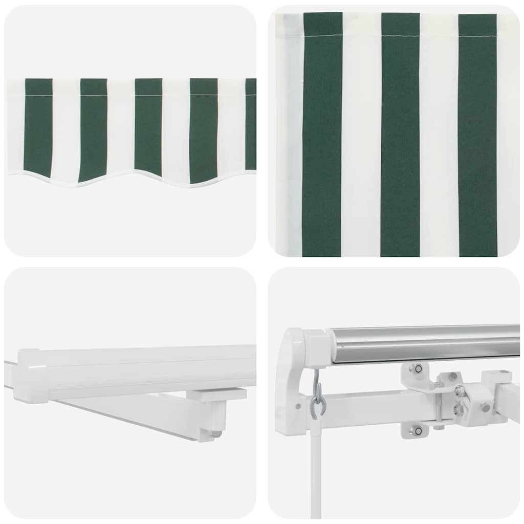 vidaXL Retractable Awning Green and White 600 x 300 cm