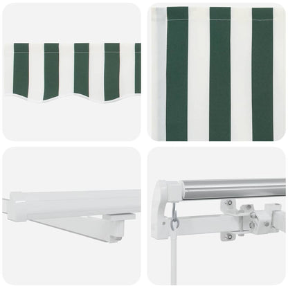 vidaXL Retractable Awning Green and White 600 x 300 cm