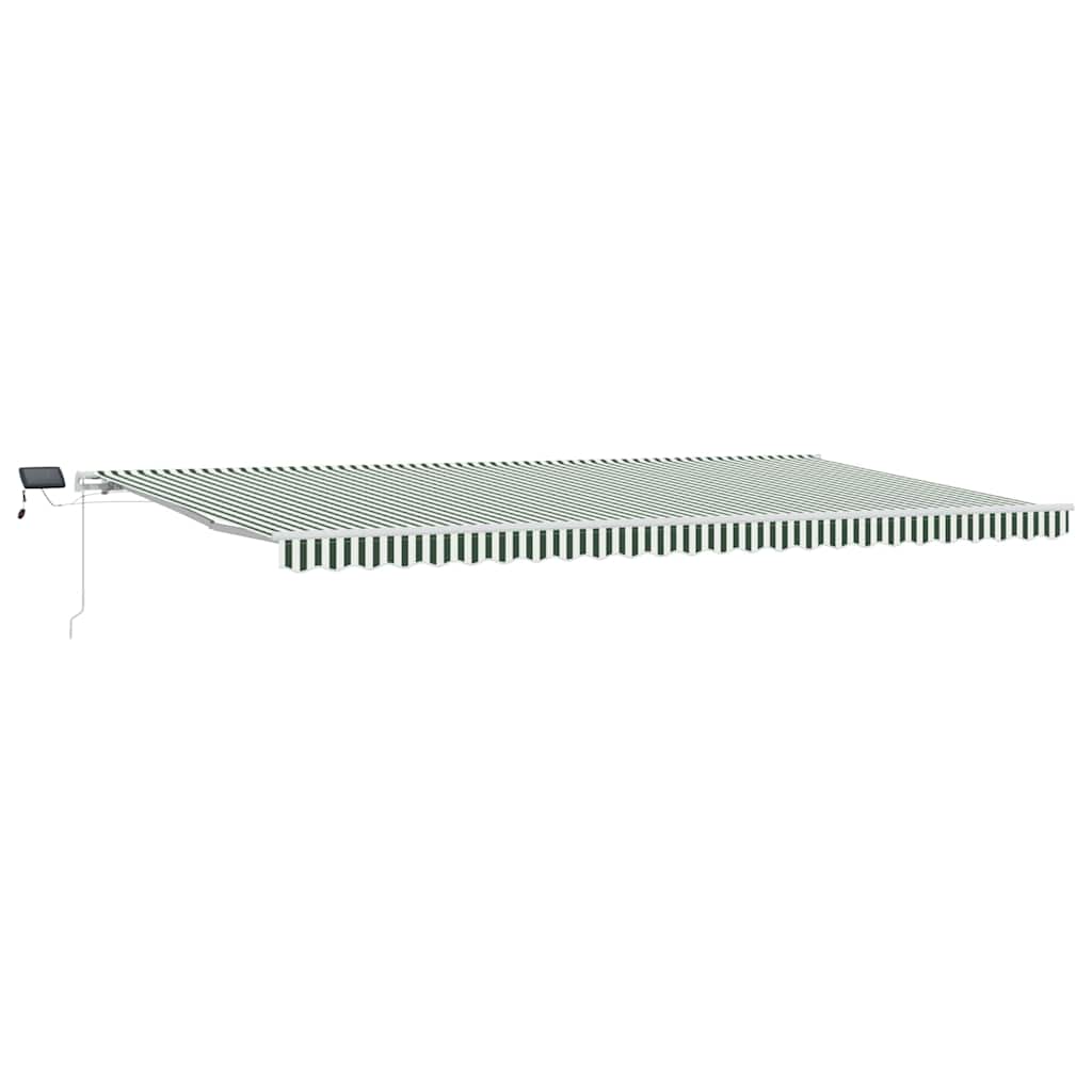 vidaXL Retractable Awning Green and White 600 x 300 cm