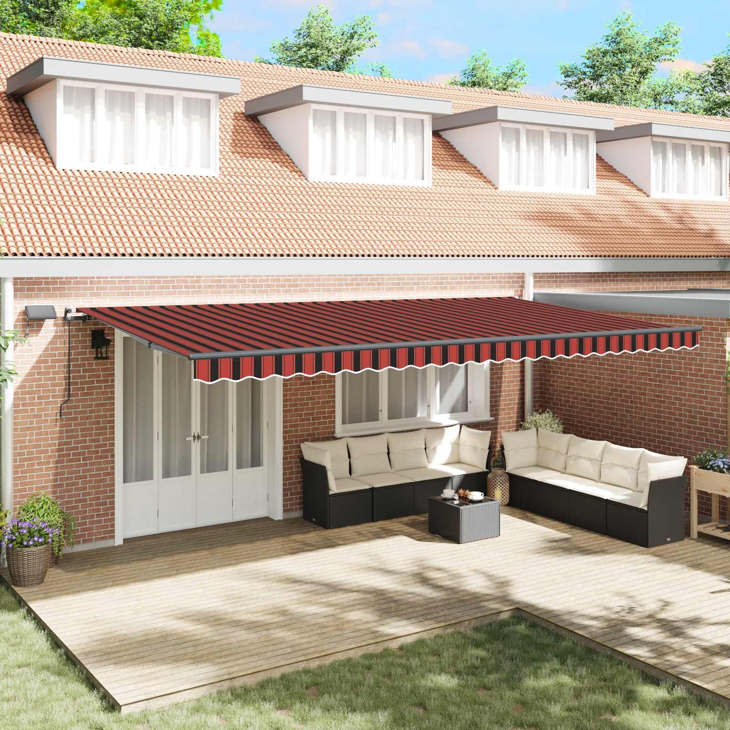 vidaXL Retractable Awning Orange and brown 600 x 350 cm Fabric