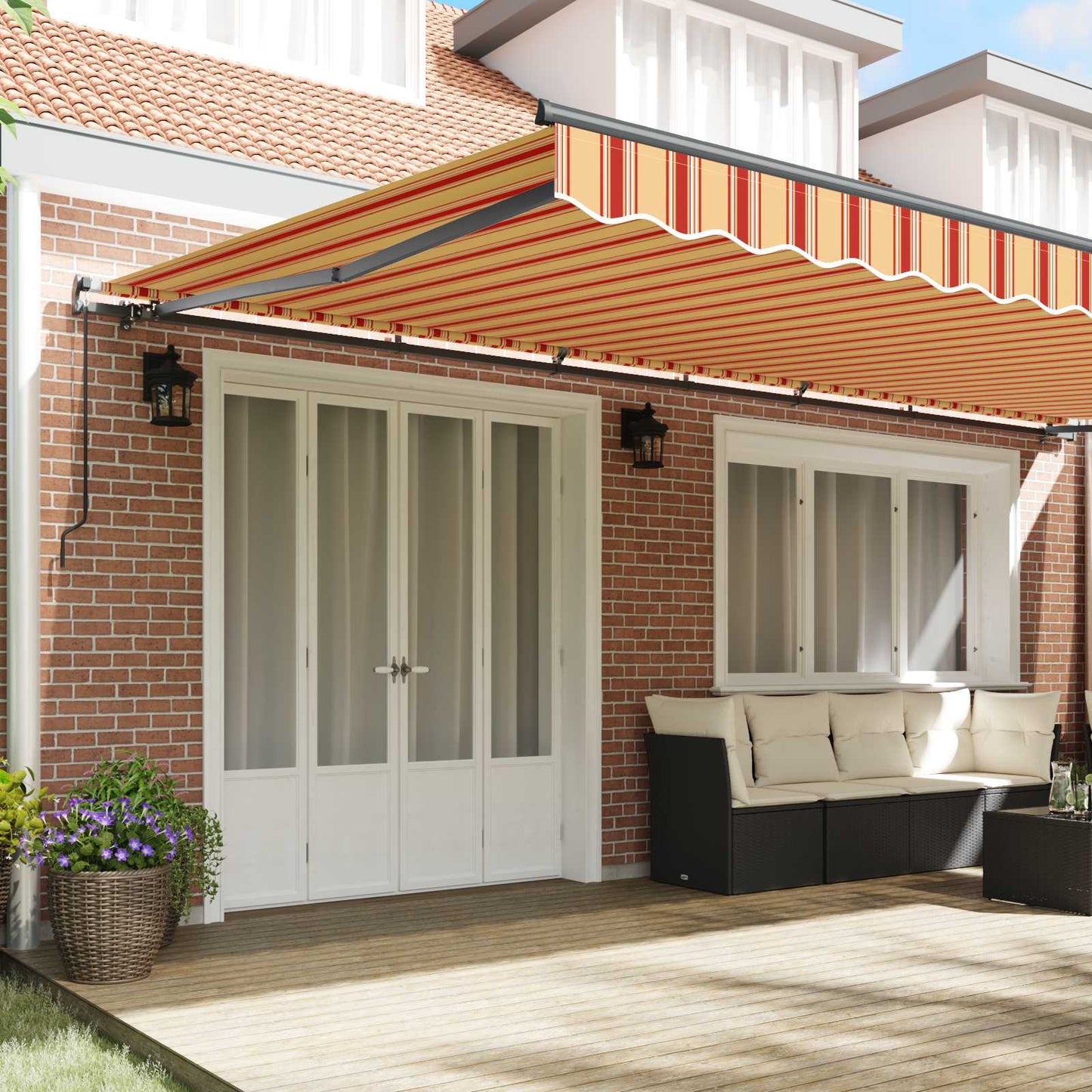 vidaXL Retractable Awning Yellow and Orange 600 x 350 cm