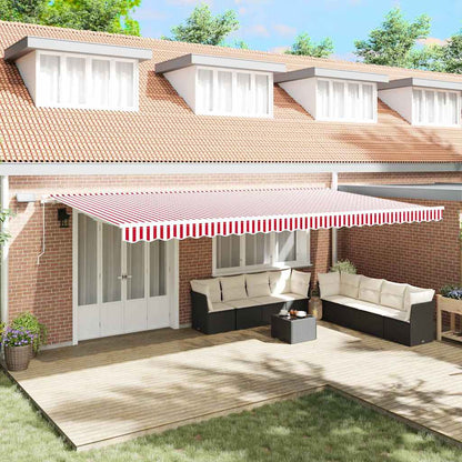 vidaXL Retractable Awning Red and White 600 x 350 cm