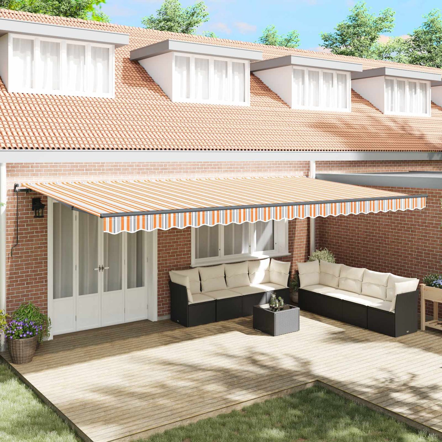vidaXL Retractable Awning Multicolour 600 x 350 cm