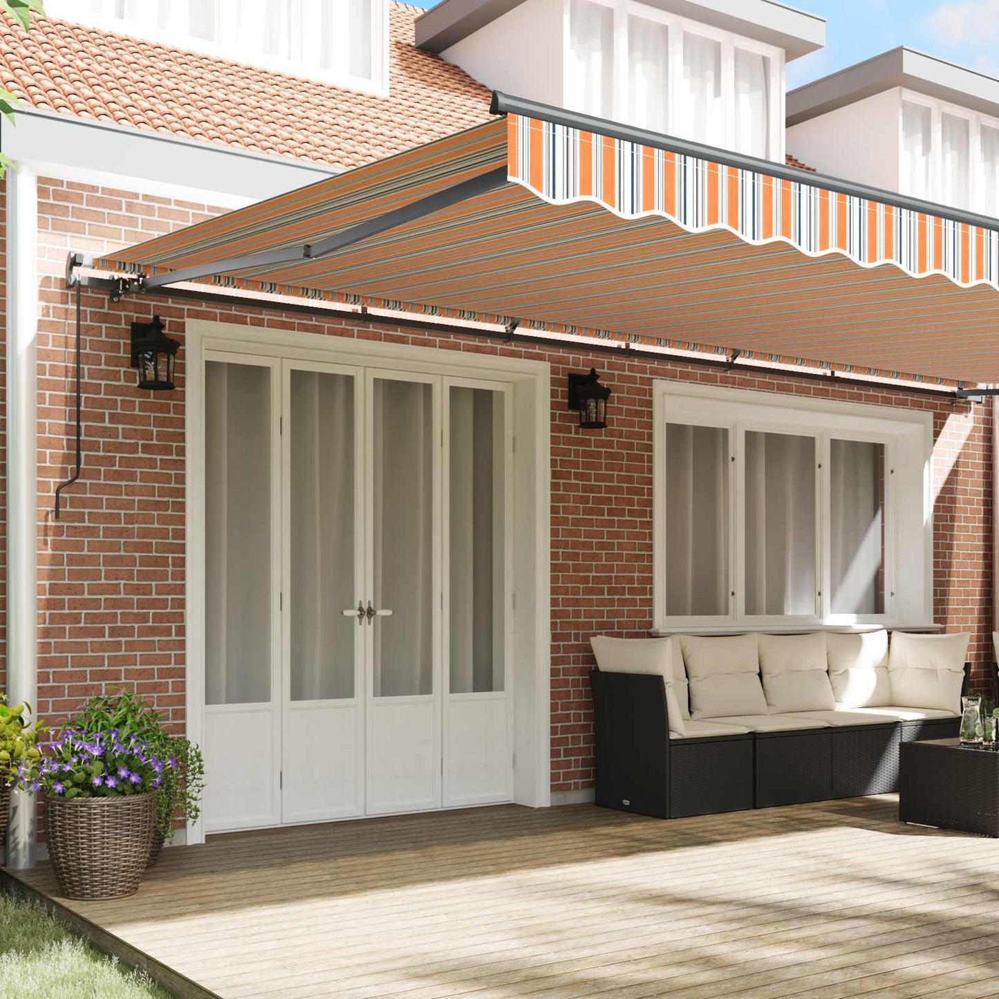 vidaXL Retractable Awning Multicolour 600 x 350 cm
