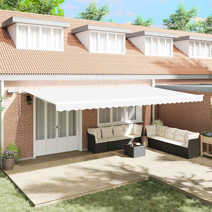 vidaXL Retractable Awning White 600 x 350 cm Fabric and Aluminium