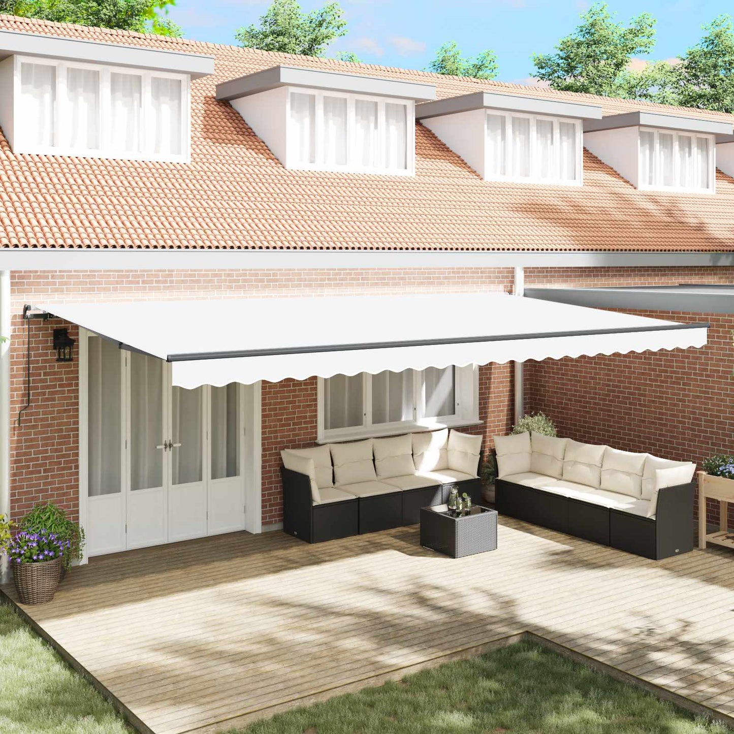 vidaXL Retractable Awning White 600 x 350 cm Polyester and Aluminium