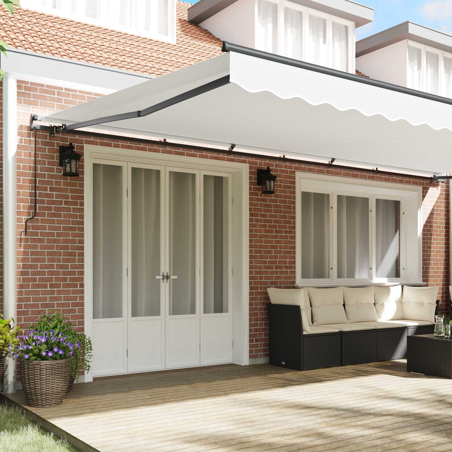 vidaXL Retractable Awning White 600 x 350 cm Polyester and Aluminium