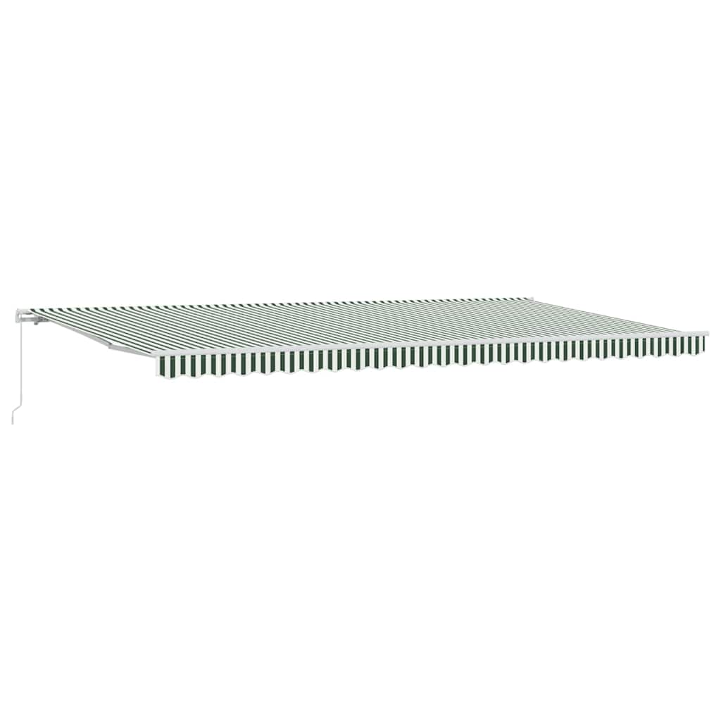 vidaXL Retractable Awning Green and White 600 x 350 cm