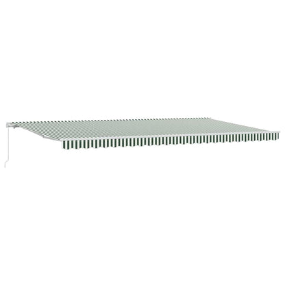 vidaXL Retractable Awning Green and White 600 x 350 cm