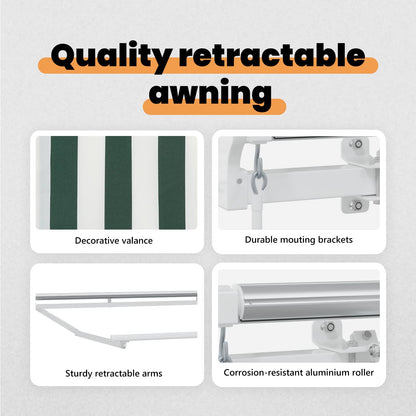 vidaXL Retractable Awning Green and White 600 x 350 cm