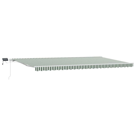 vidaXL Retractable Awning Green and White 600 x 350 cm