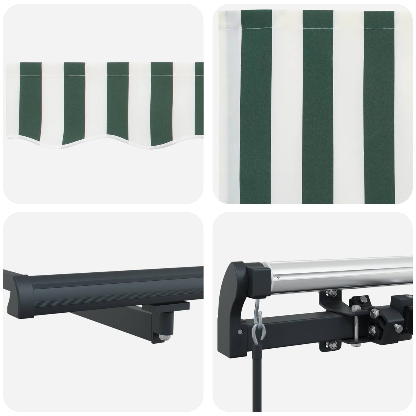 vidaXL Retractable Awning Green and White 600 x 350 cm