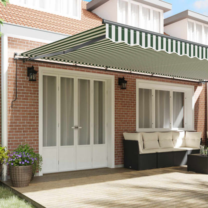 vidaXL Retractable Awning Green and White 600 x 350 cm