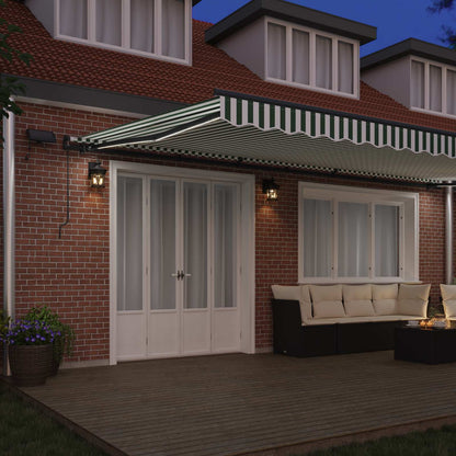 vidaXL Retractable Awning Green and White 600 x 350 cm