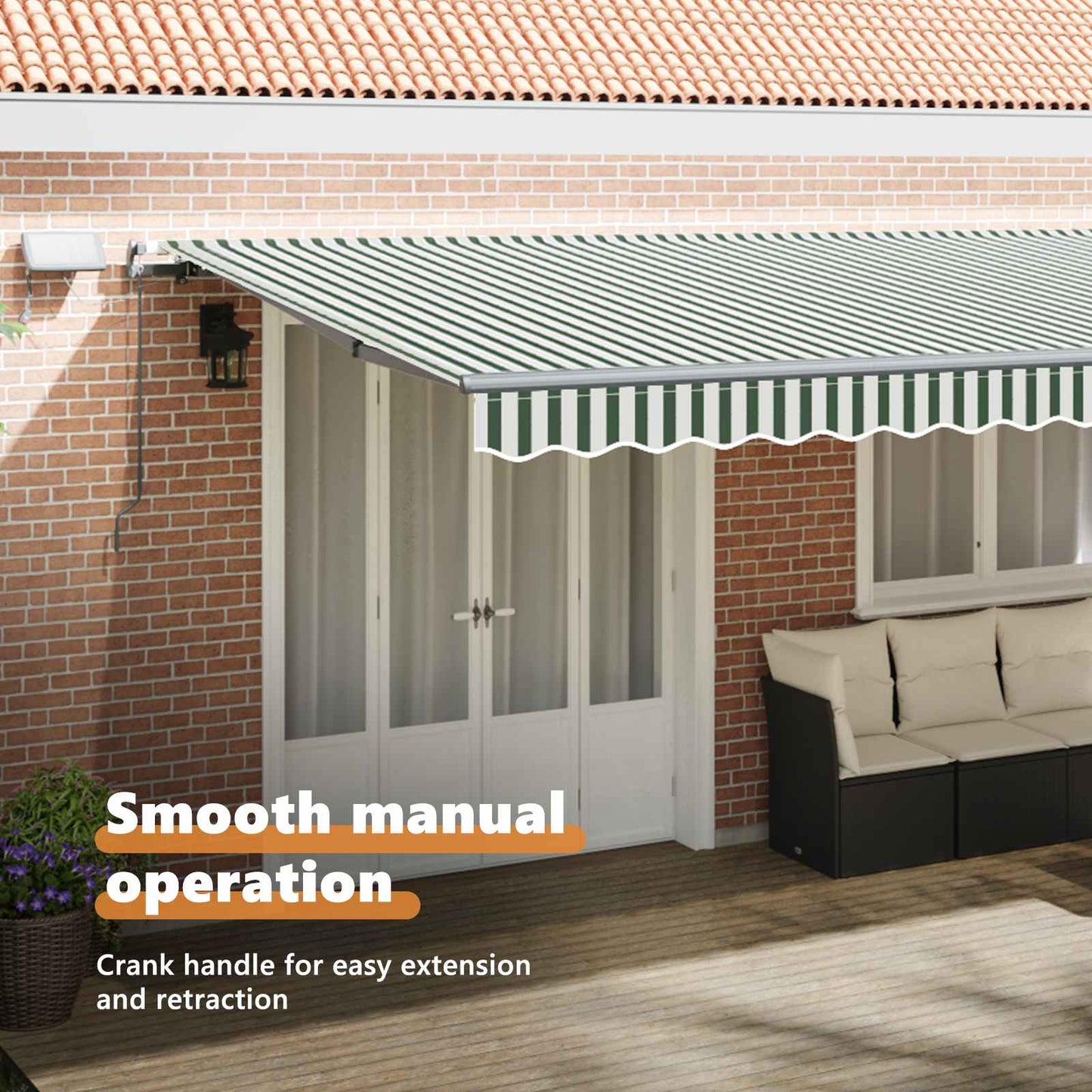 vidaXL Retractable Awning Green and White 600 x 350 cm