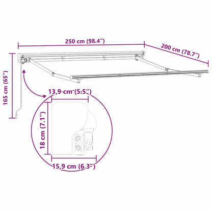 vidaXL Awning Frame Manual Adjustable White 2.5 x 2 m Steel