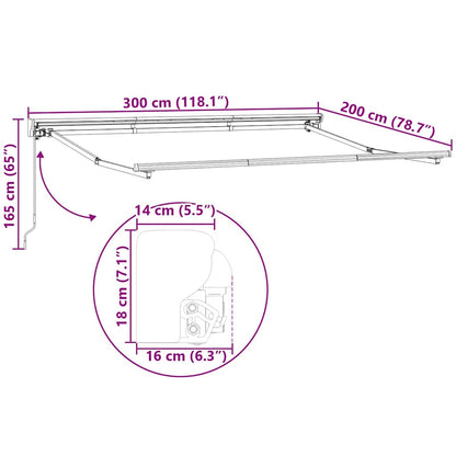 vidaXL Awning Frame Manual Adjustable White 3 x 2 m Steel