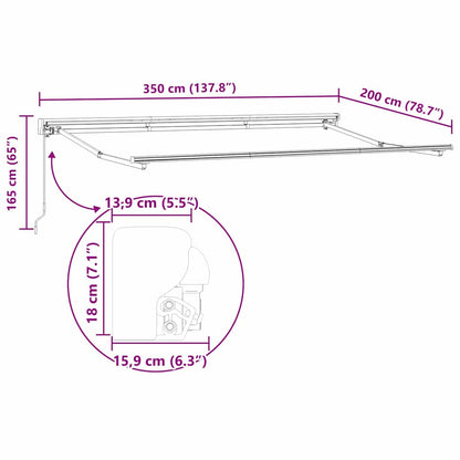 vidaXL Awning Frame Manual Adjustable White 3.5 x 2 m Steel