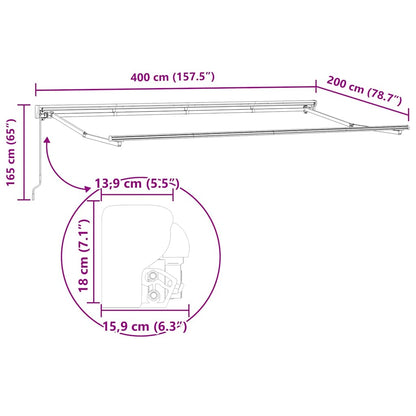 vidaXL Awning Frame Manual Adjustable White 4 x 2 m Steel