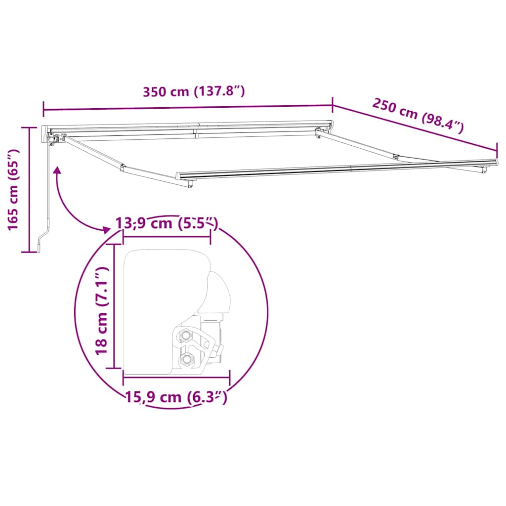 vidaXL Awning Frame Manual Adjustable Anthracite 3.5 x 2.5 m Steel