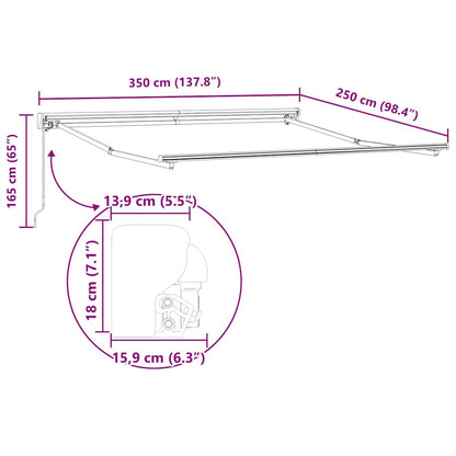 vidaXL Awning Frame Manual Adjustable Anthracite 3.5 x 2.5 m Steel